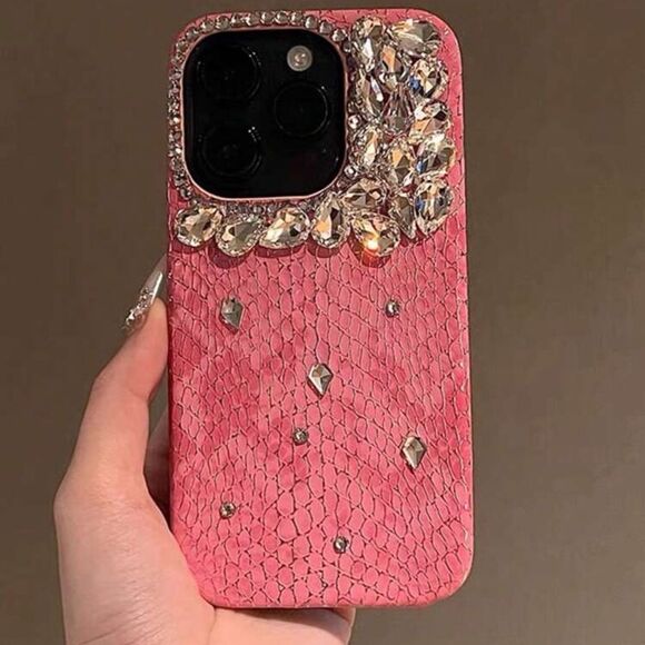 Luxury Pink Rhinestone iPhone 16 Pro Max Case - Picture 3 of 6